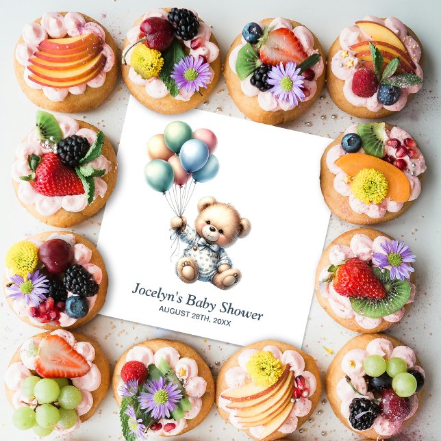 Servilleta De Papel Oso de peluche con globos servilletas Baby Shower (Subido por el creador)