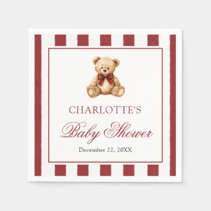 Servilleta De Papel Oso de peluche con lazo rojo We Can Bearly Wait Ba