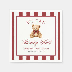 Servilleta De Papel Oso de peluche con lazo rojo We Can Bearly Wait Ba