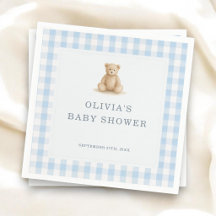 Oso de peluche de gingham azul Cumpleaños de niño