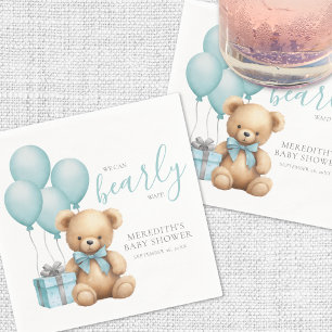 Servilleta De Papel Oso de peluche de globo azul para baby shower