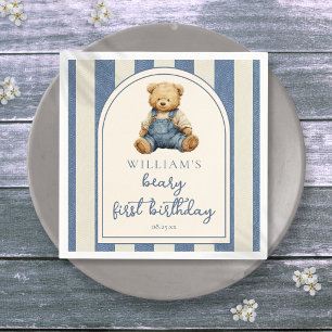 Servilleta De Papel Oso de peluche de mezclilla vaquera cumpleaños 1