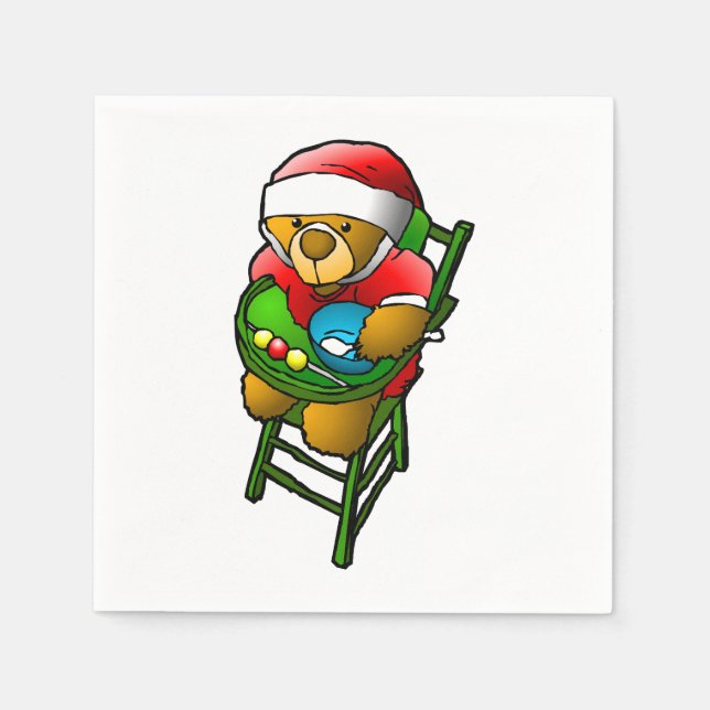 Servilleta De Papel Oso de peluche de Navidad (Anverso)