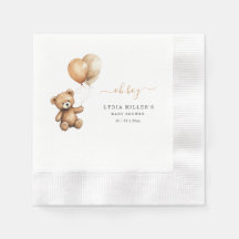 Oso de peluche Ducha de bebé con globos Neutro de 