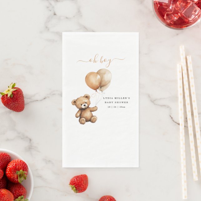 Servilleta De Papel Oso de peluche Ducha de bebé con globos Neutro de  (In situ)