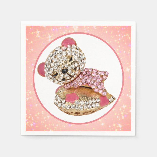 Servilleta De Papel Oso de peluche durmiente belleza brillante diamant (Anverso)