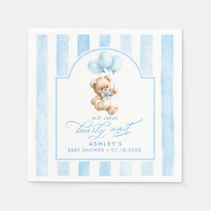 Servilleta De Papel Oso de peluche elegante rayas azul claro baby show