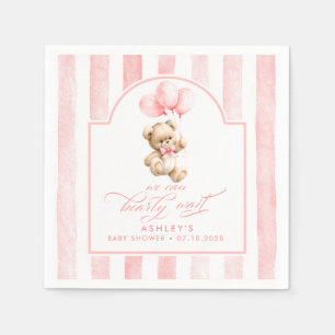Servilleta De Papel Oso de peluche elegante rayas rosa suave baby show