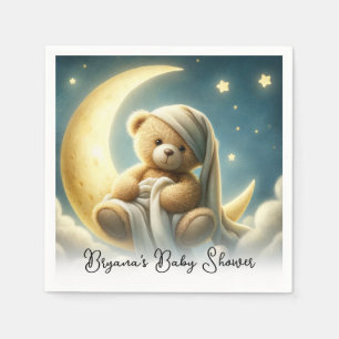 Servilleta De Papel Oso de peluche en la luna resplandecen estrellas b
