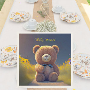Servilleta De Papel Oso de peluche en la pradera, linda ducha de bebé