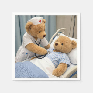 Servilleta De Papel Oso de peluche enfermera con estetoscopio 