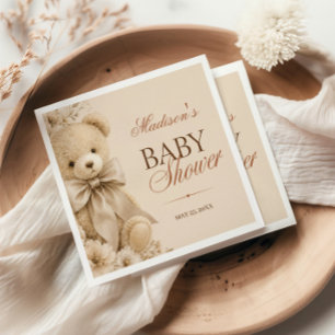 Servilleta De Papel Oso de peluche floral beige neutro