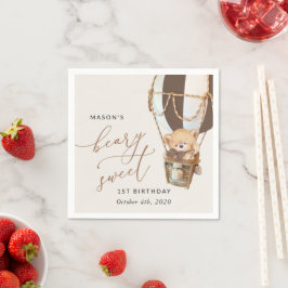 Servilleta De Papel Oso de peluche, globo de aire caliente marrón, pri