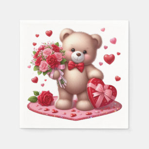 Servilleta De Papel Oso de peluche lindo del día de San Valentín