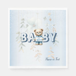 Servilleta De Papel Oso de peluche lindo fiesta floral azul