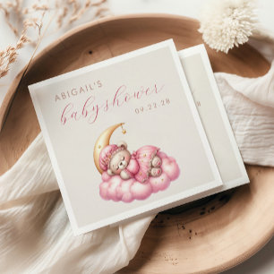 Servilleta De Papel Oso de peluche lindo niña luna rosa baby shower