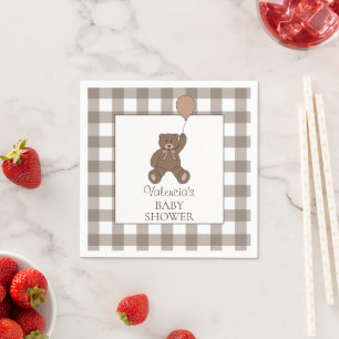 Servilleta De Papel Oso de peluche marrón y blanco de cuadros Búfalo B