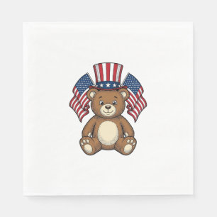 Servilleta De Papel Oso de peluche patriótico vintage diseño vectorial