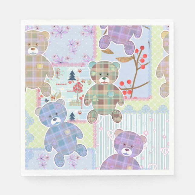 Servilleta De Papel Oso de peluche, patrón de bebé (Anverso)