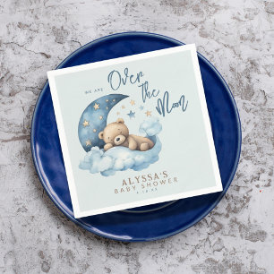 Servilleta De Papel Oso de peluche sobre el Baby Shower azul de la lun