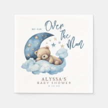 Oso de peluche sobre el Baby Shower de la luna