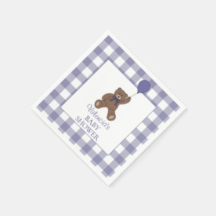 Servilleta De Papel Oso de peluche y globo, Baby Shower morado