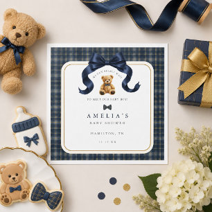 Servilleta De Papel Oso de Polo a Cuadros Can Bearly Wait