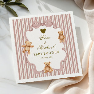 Servilleta De Papel Oso de rayas rosa con tenue espera adorable oso de