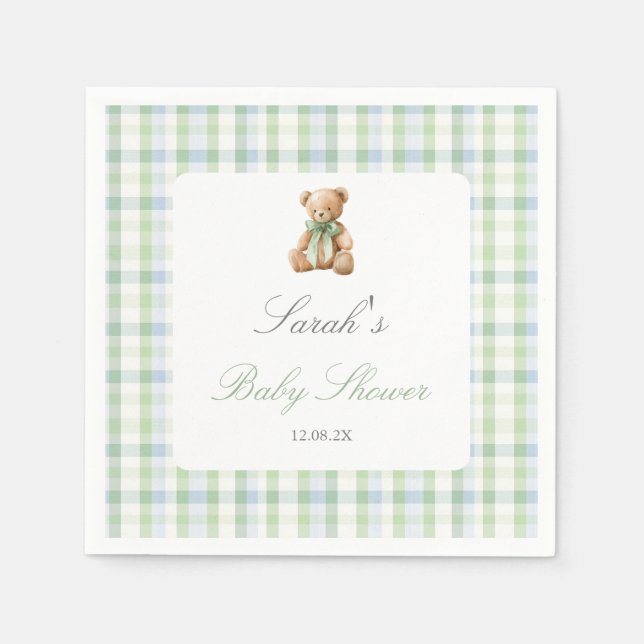 Servilleta De Papel Oso Elegante Fiesta de Bebé Niño (Anverso)