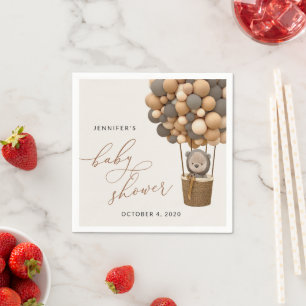 Servilleta De Papel Oso, globos pardos, globo de aire caliente, Baby S