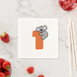 Servilleta De Papel Oso Koala Adorable Un Año Dulce Cumpleaños 1
