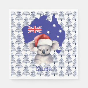 Servilleta De Papel Oso Koala sobre la bandera de Australia y el árbol