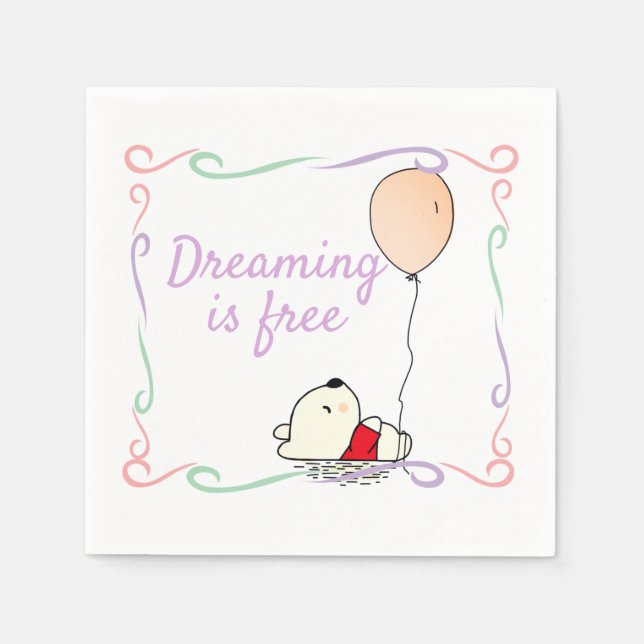 Servilleta De Papel Oso libre de sueños con globos (Anverso)