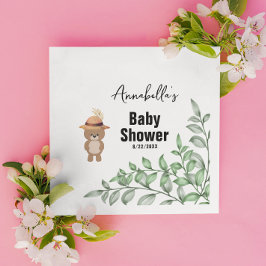 Servilleta De Papel Oso lindo en el Baby Shower maderero