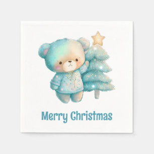 Servilleta De Papel Oso lindo y vacaciones de árbol de Navidad