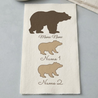 Servilleta De Papel Oso Mama Personalizado Con 2 Nombres De Niños Rega