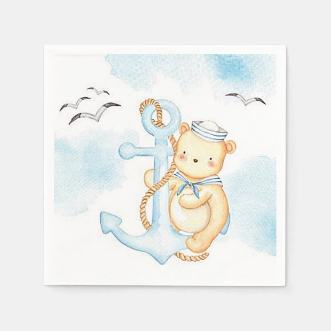 Servilleta De Papel Oso marinero lindo (Anverso)