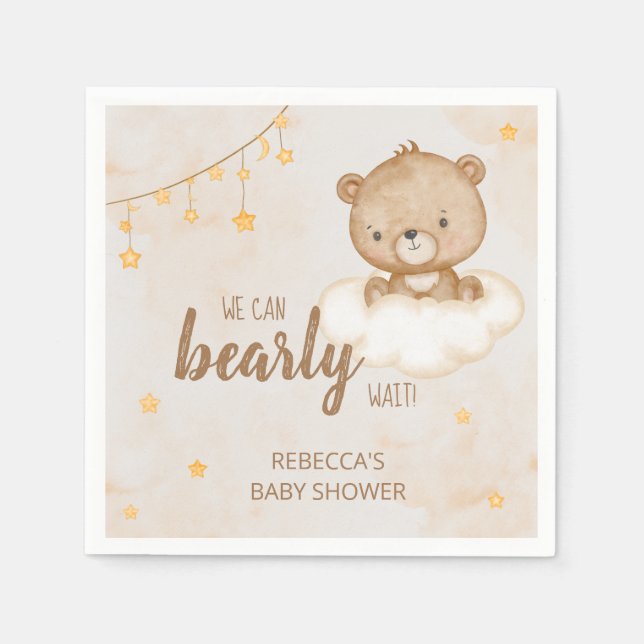 Servilleta De Papel Oso Marrón Cuerdo Que Podemos Esperar Baby Shower (Anverso)