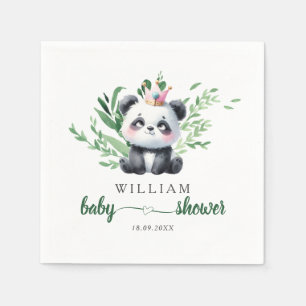 Servilleta De Papel Oso Panda Adorable Regalo de Bebé Acuarela Verde