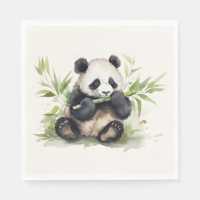 Servilleta De Papel Oso Panda Con Bambú (Anverso)
