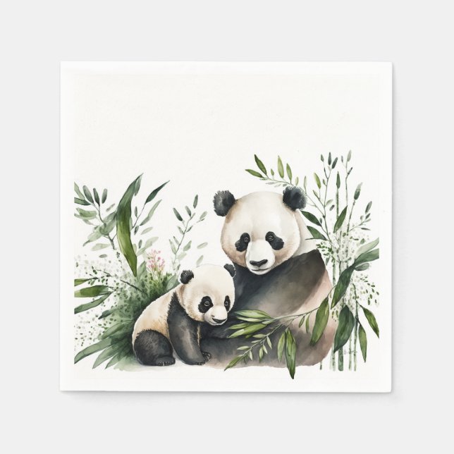 Servilleta De Papel Oso Panda Con Cubo (Anverso)