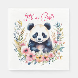 Servilleta De Papel Oso panda en Chica de flores es un Chica
