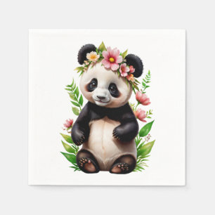 Servilleta De Papel Oso Panda Transparente Con Flores