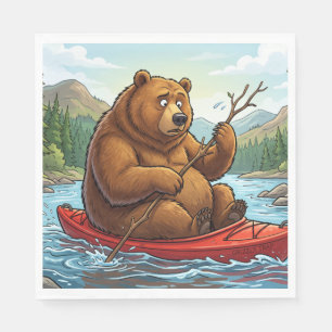 Servilleta De Papel Oso Pardo Divertido en Cayo de Dibujos Animados
