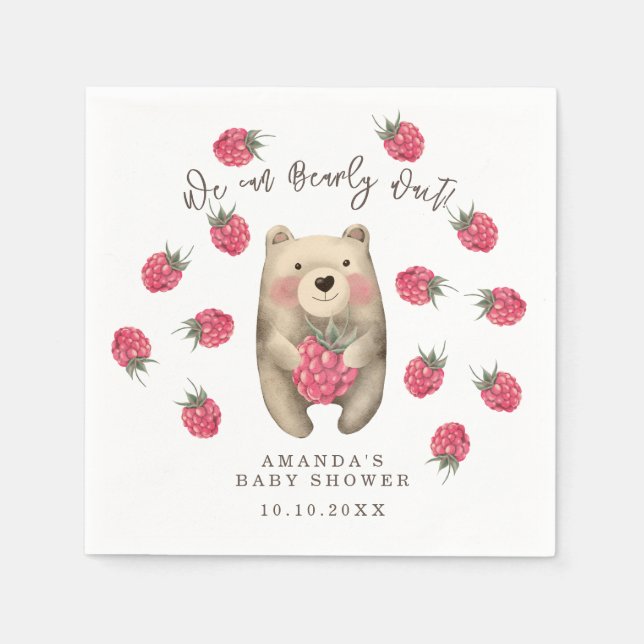 Servilleta De Papel Oso - podemos esperar con ansiedad la ducha de beb (Anverso)