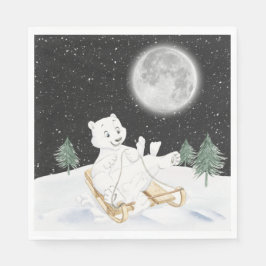 Servilleta De Papel Oso polar acuarela en trineo