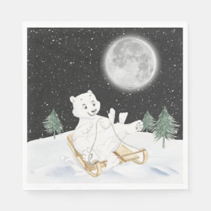 Servilleta De Papel Oso polar acuarela en trineo