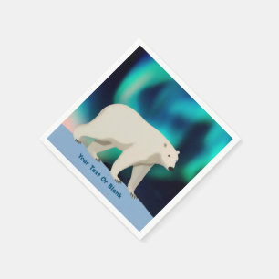 Servilleta De Papel Oso Polar Adorable y Aurora Boreal