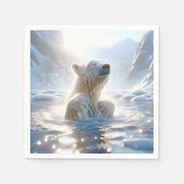 Servilleta De Papel Oso Polar Chapoteando En Agua Ártica