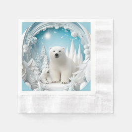 Servilleta De Papel Oso polar con el frío invierno blanco del océano á